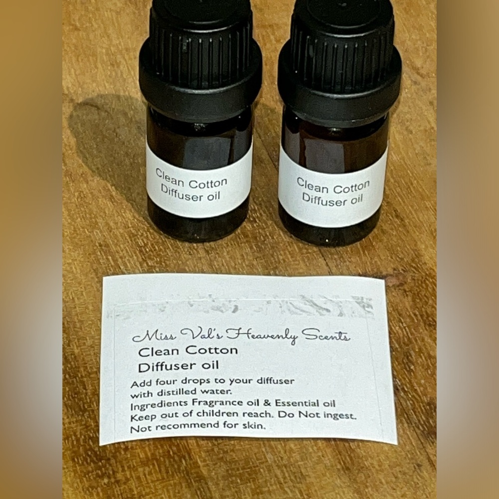 2 pack Clean Cotton Diffuser oil Miss Val’s Heavenly Scents